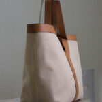 Saint Laurent Y Leather And Canvas Tote Bag Coffee